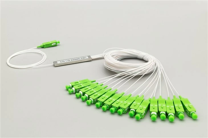1x16 SC APC Plc Fibre Splitter, Steel Tib, Bare Fibre 250µm, Singlemode